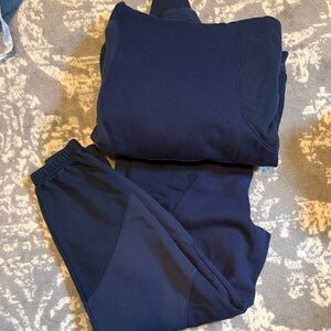 ALO Yoga Navy Sweatshirt and Sweatpants Set